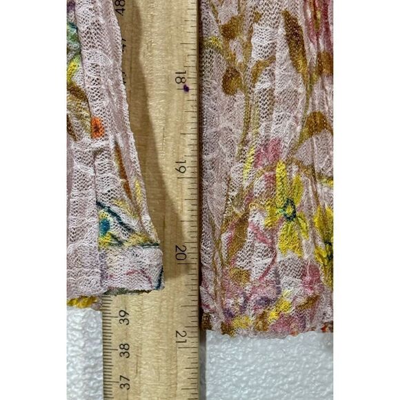 Free People We The Free Angelina Lace Top in Light Pink Yellow Floral Combo XL - Picture 9 of 11